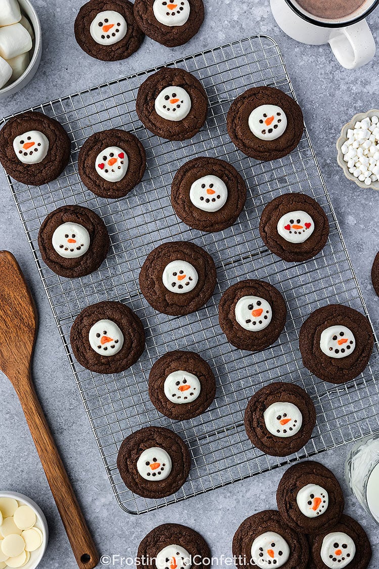 snowman hot cocoa cookies