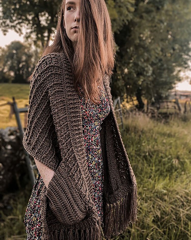 Textured Shawl with Pockets