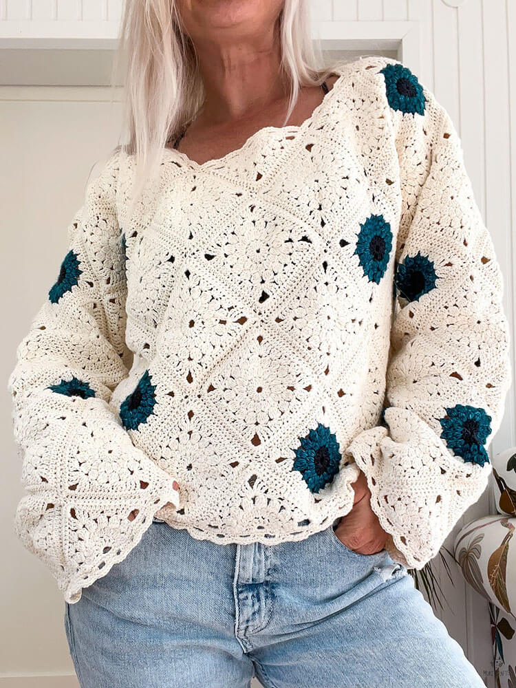 Elegant Granny Square Pullover