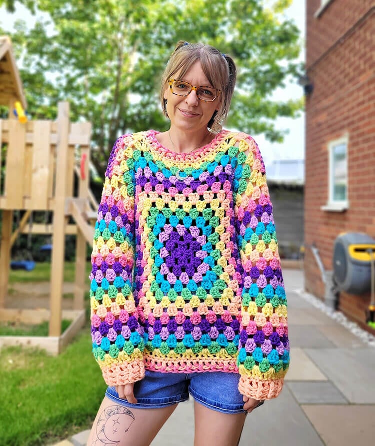 Chunky Classic Granny Square Sweater