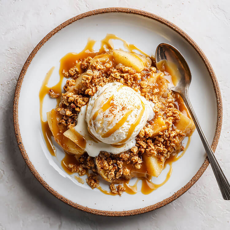 Easy apple crisp on plate