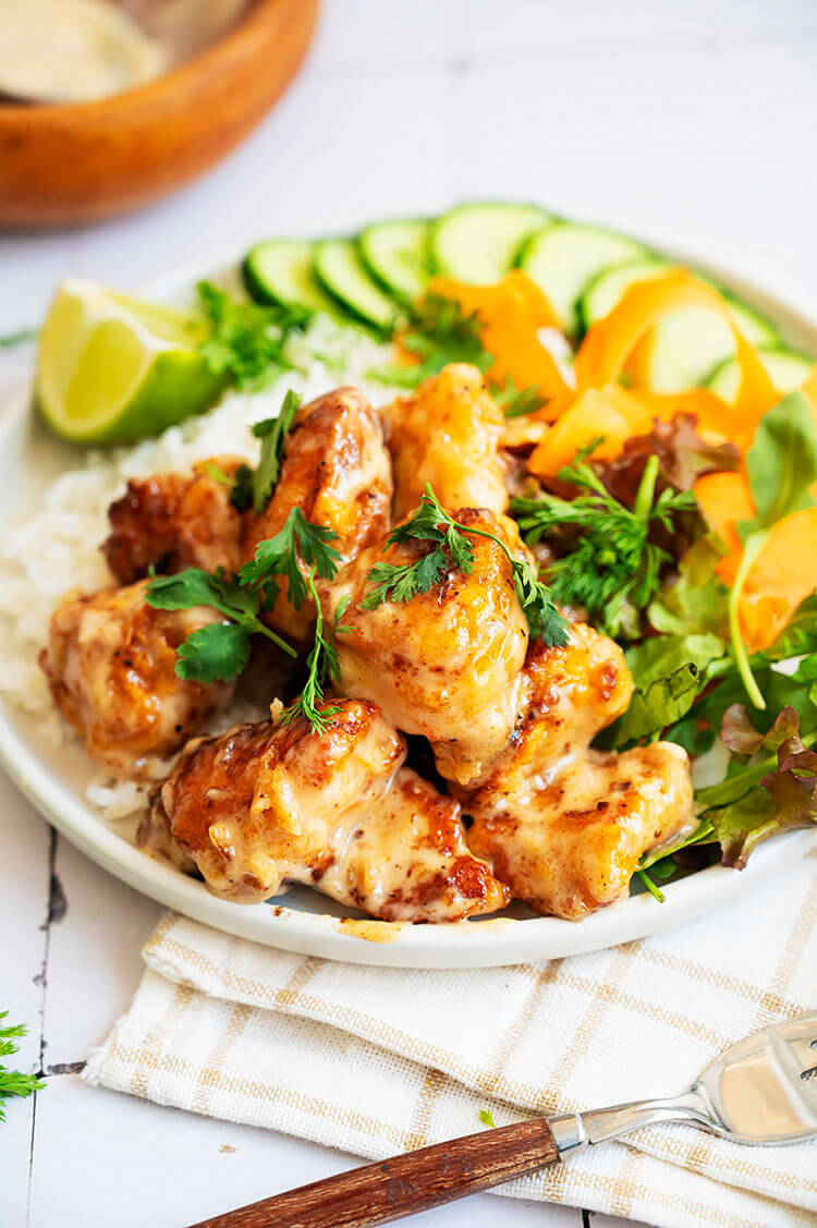 Bang Bang Chicken and Rice Bowls with Sides