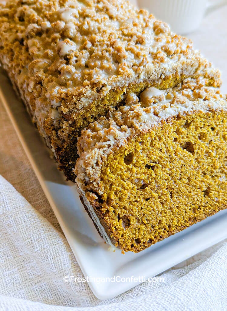 Pumpkin Bread with Streusel Topping and Maple Glaze