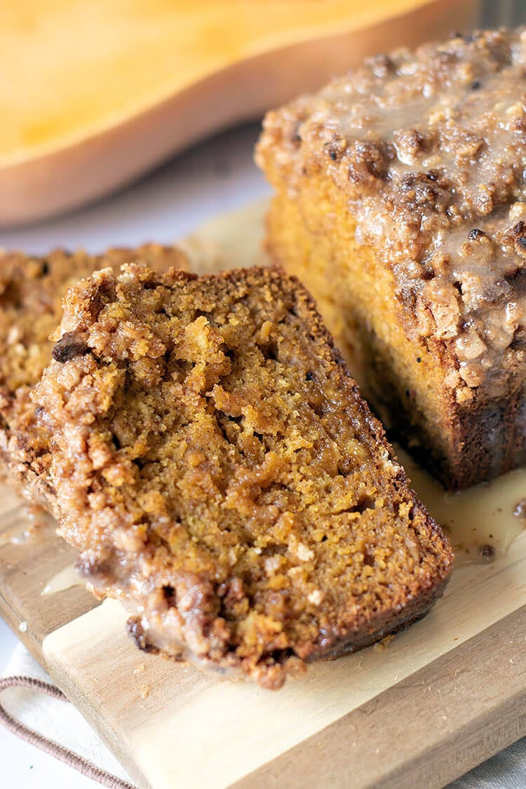 Pumpkin Bread with Streusel Topping and Honey Glaze