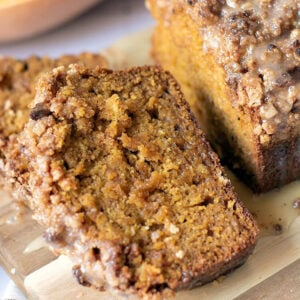 Pumpkin Bread with Streusel Topping and Honey Glaze