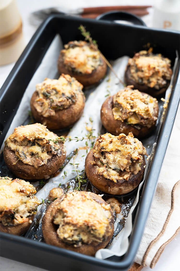 Stuffed Mushrooms with Spinach and Artichokes