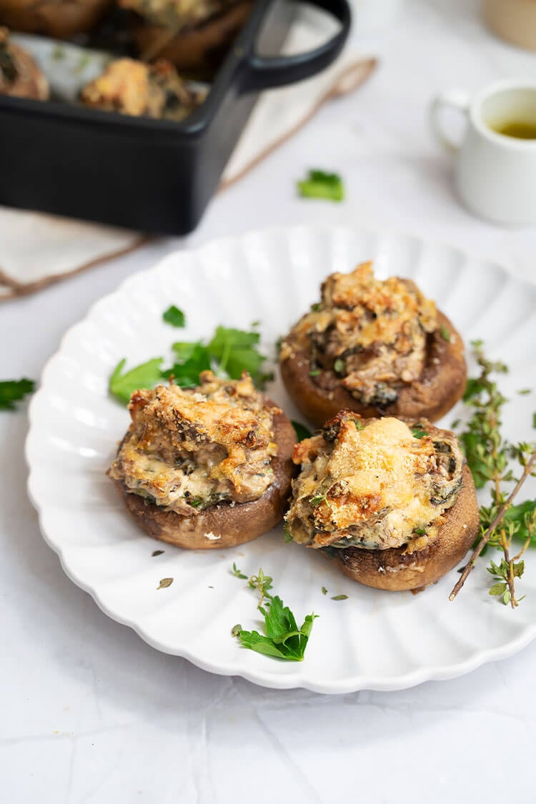 Stuffed Mushrooms with Spinach and Artichokes Cooked