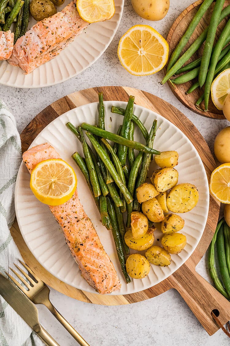 Sheet Pan Salmon on Plates