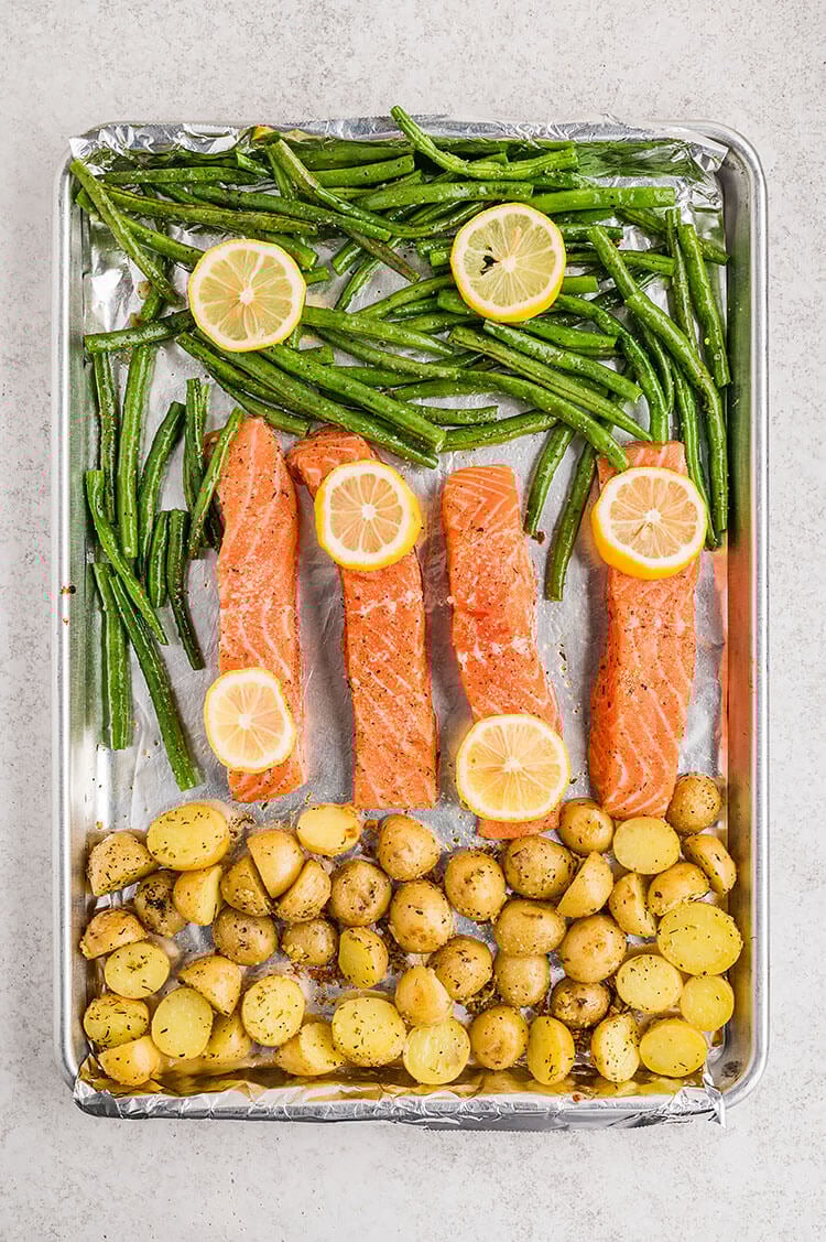 Sheet Pan Salmon Ready for Oven