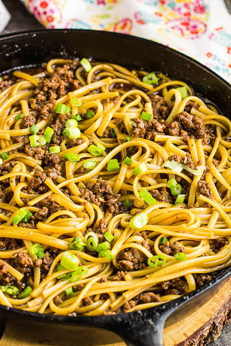 Ground Beef Mongolian Noodles