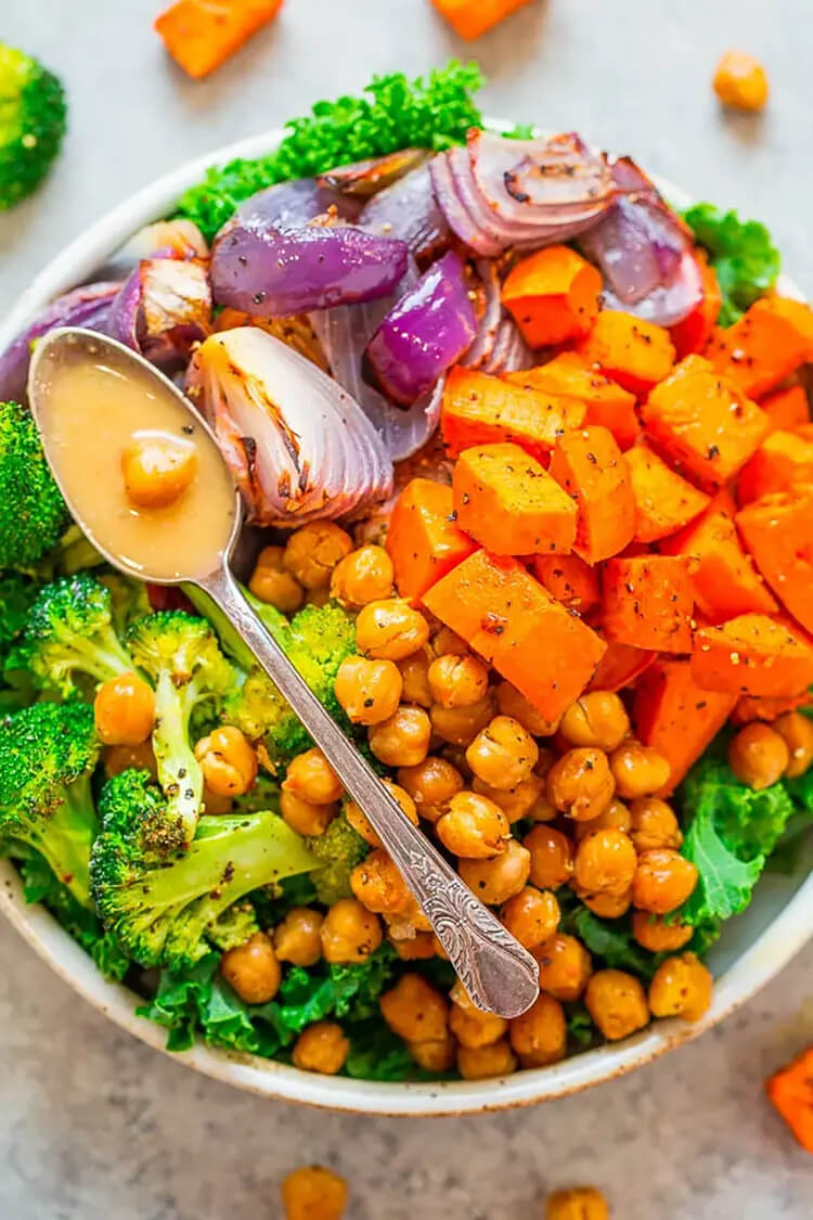 Roasted Sweet Potato and Chickpea Buddha Bowl