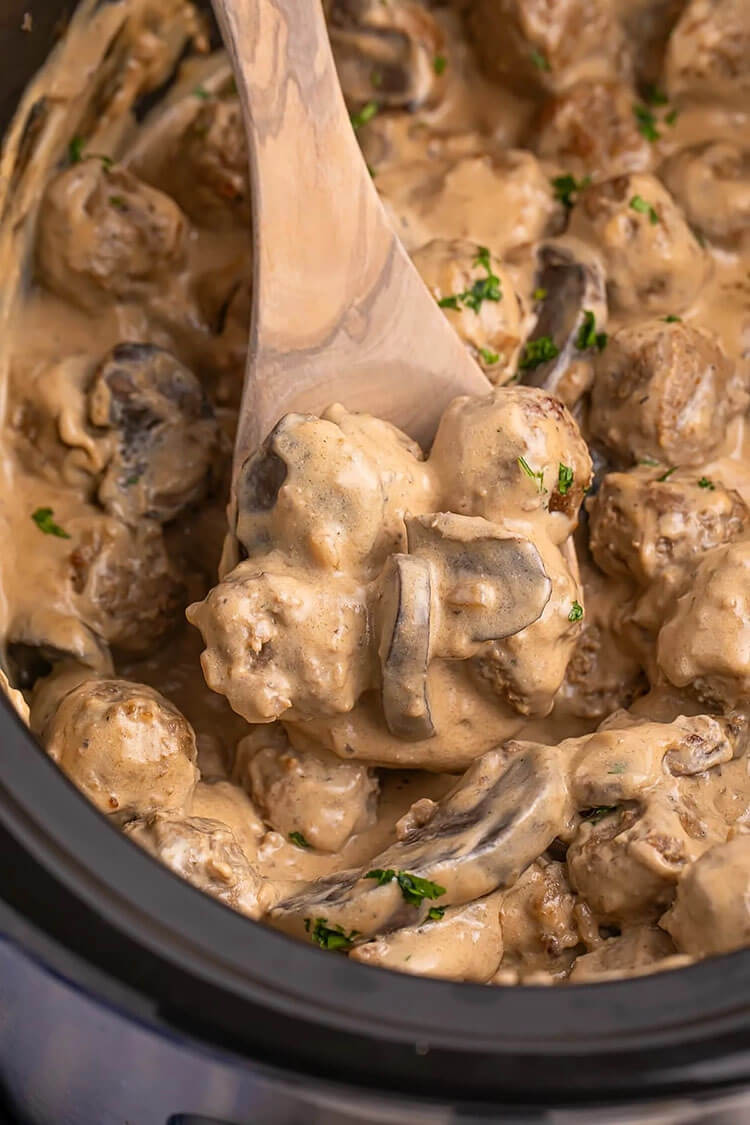Slow Cooker Meatball Stroganoff