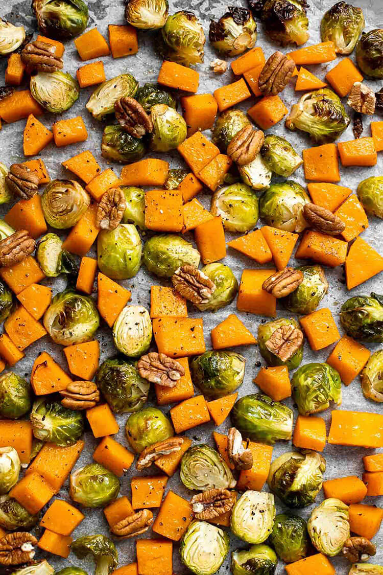 Maple Roasted Brussels Sprouts and Butternut Squash