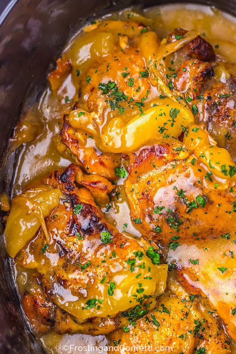 Slow Cooker Apple Cider Glazed Chicken in Slow Cooker