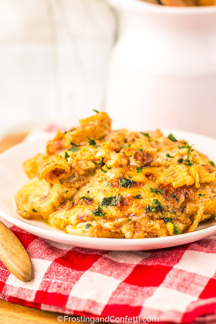 Cheesy French Onion Potato Casserole Plated