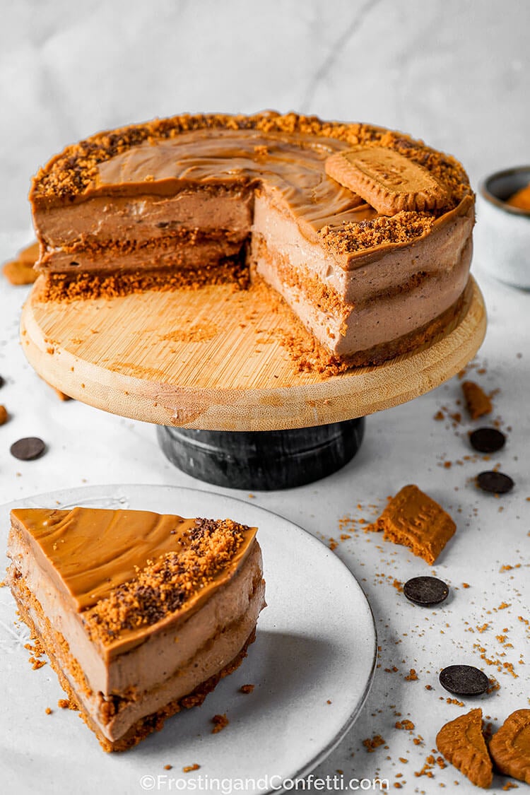 No-Bake Biscoff Cheesecake Sliced
