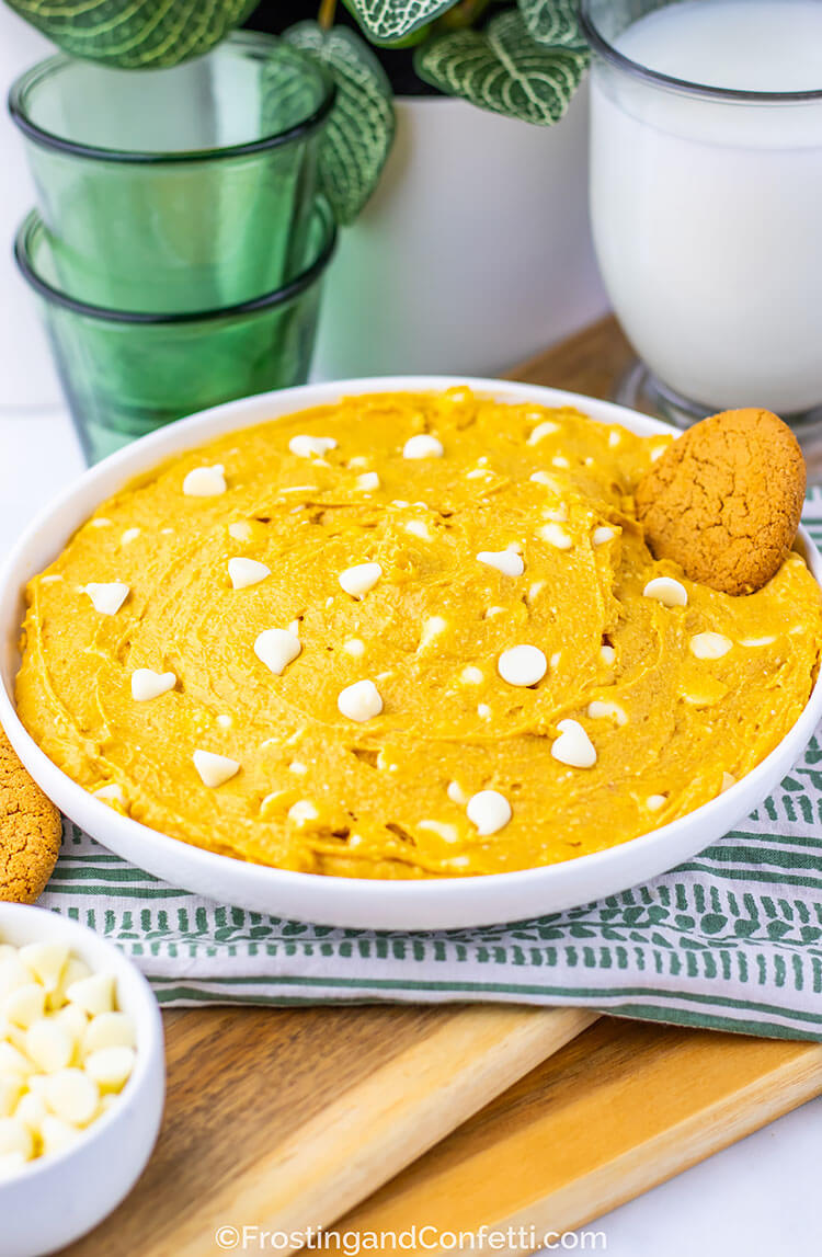Pumpkin Spice Cookie Dough Dip with Cookie