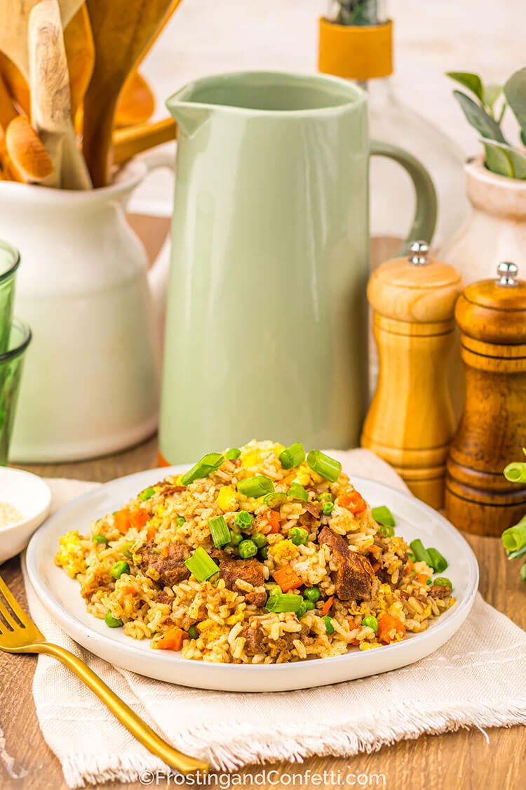 Slow Cooker Beef Fried Rice Plated