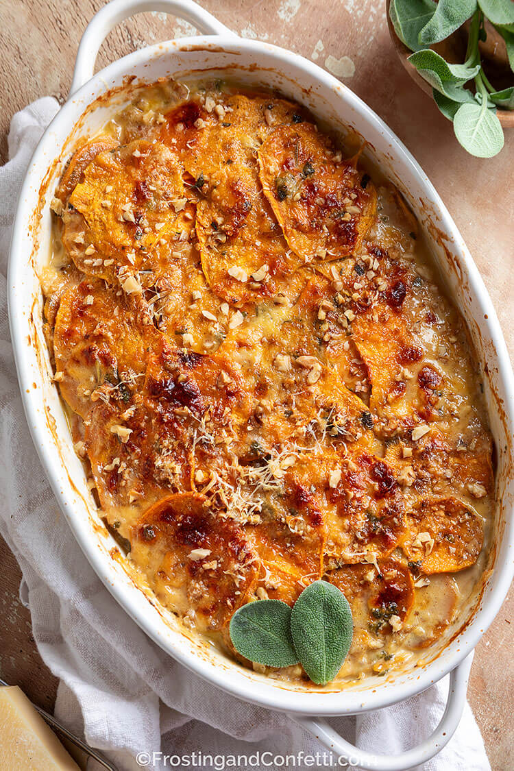 Sweet Potato Gratin with Gouda and Parmesan