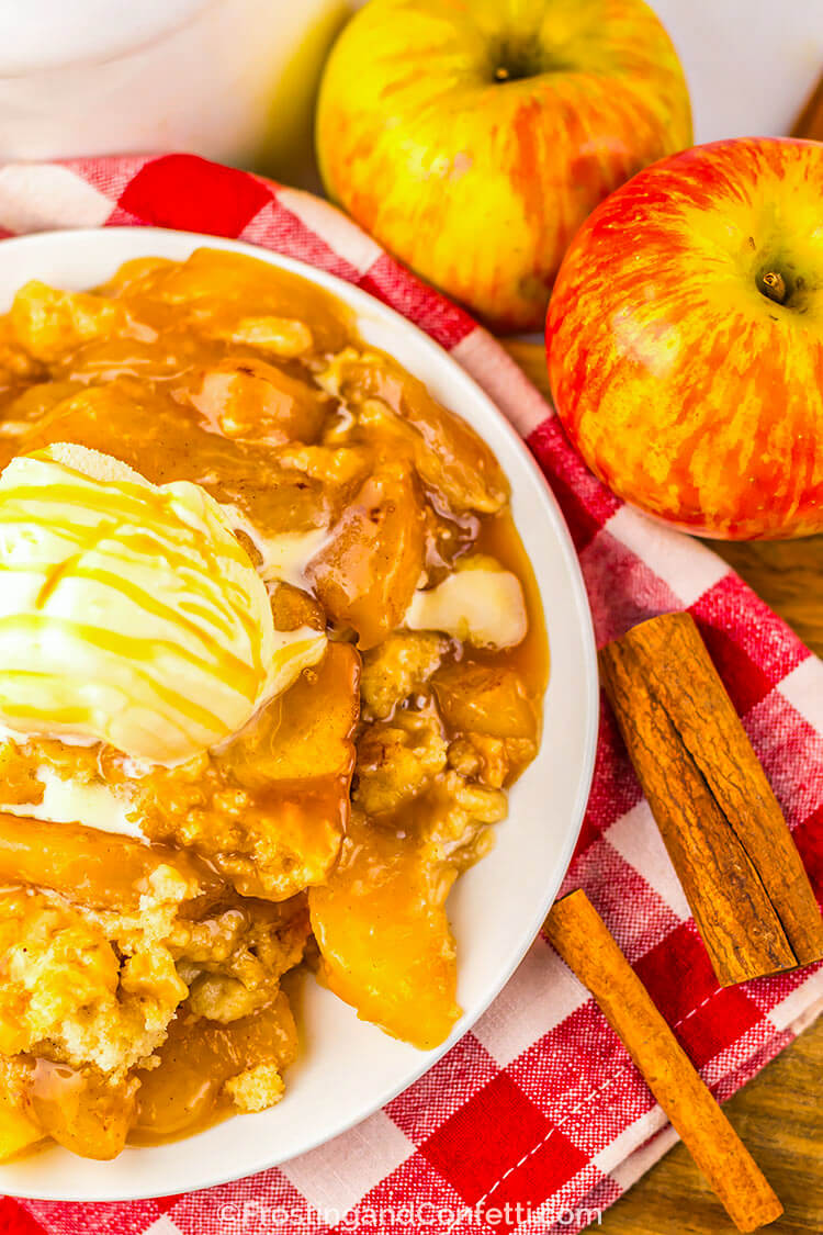 Caramel Apple Cobbler Top View