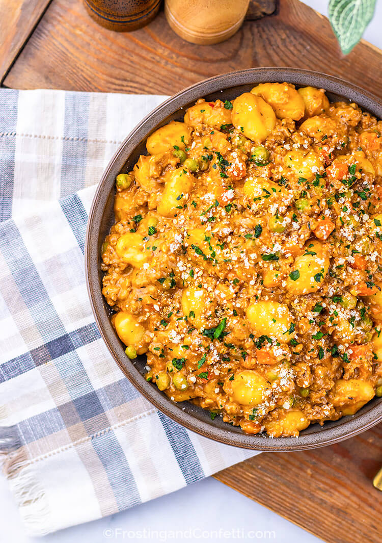 One Pan Gnocchi Shepherd’s Pie Close View