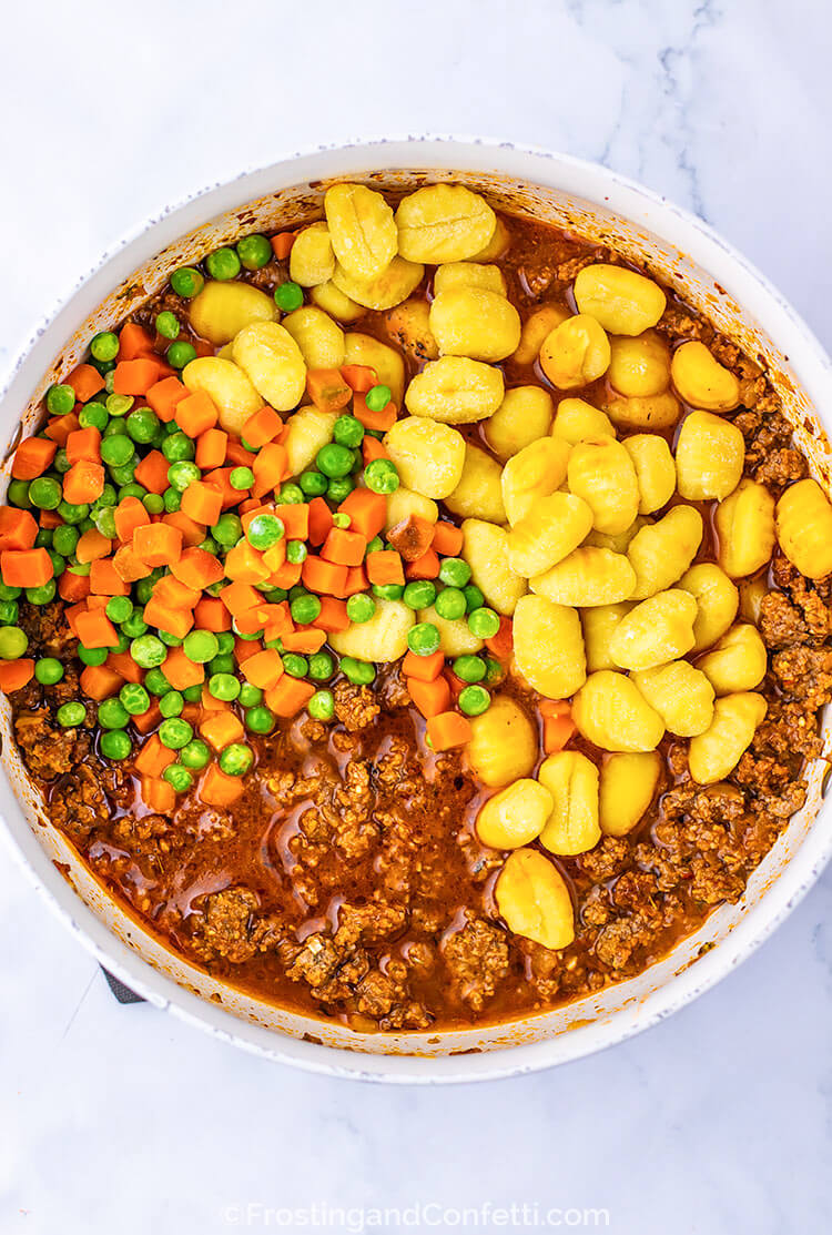 One Pan Gnocchi Shepherd’s Pie In Process
