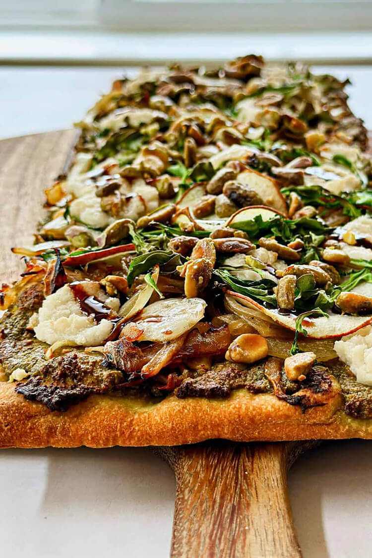 Pear and Pistachio Pesto Pizza