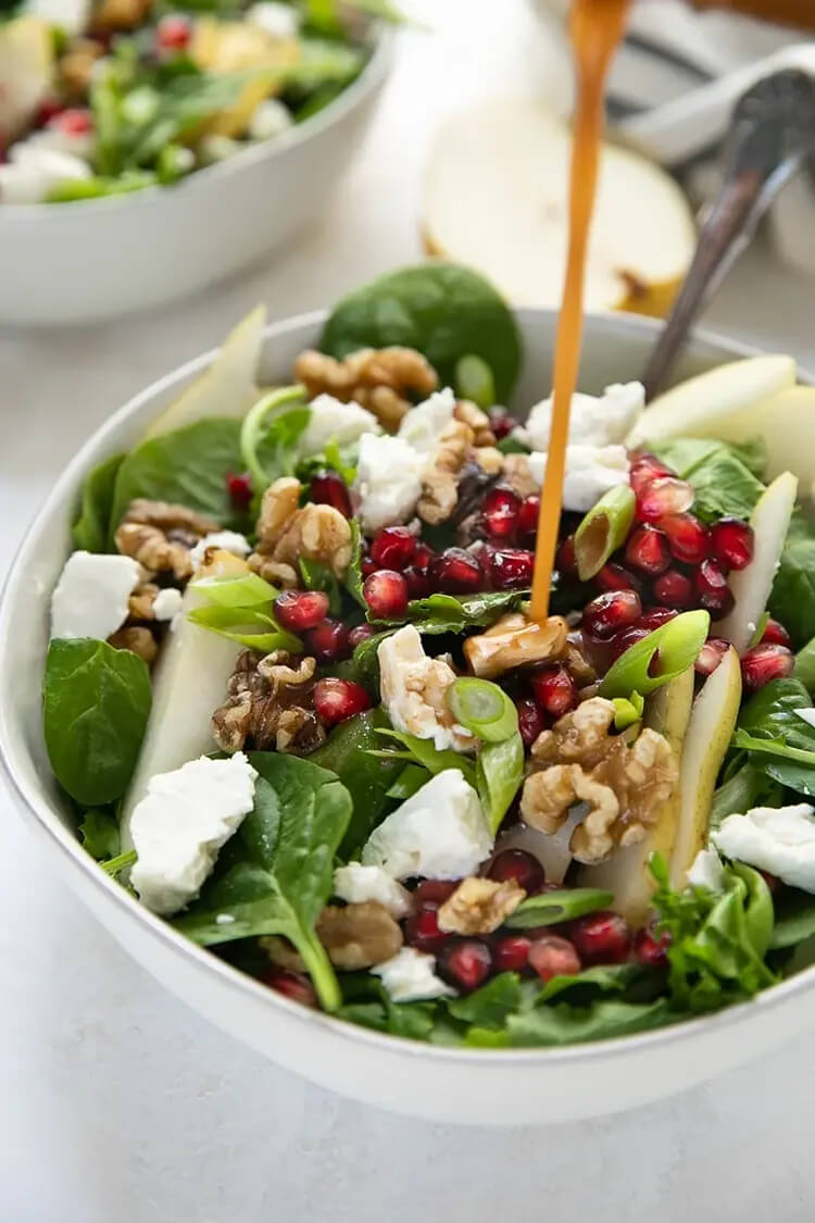 Spinach Pear and Feta Salad