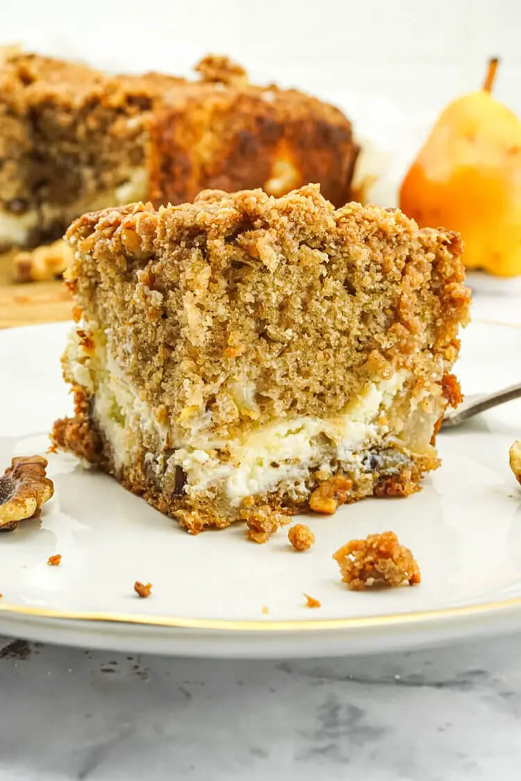 Pear and Walnut Cream Cheese Coffee Cake