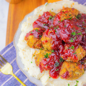 Turkey Stuffing Meatballs With Cranberry Glaze Feature