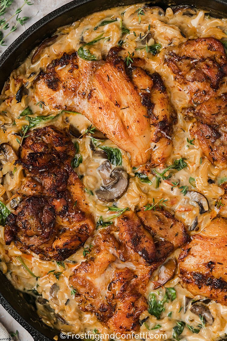 Creamy Chicken Orzo Bake
