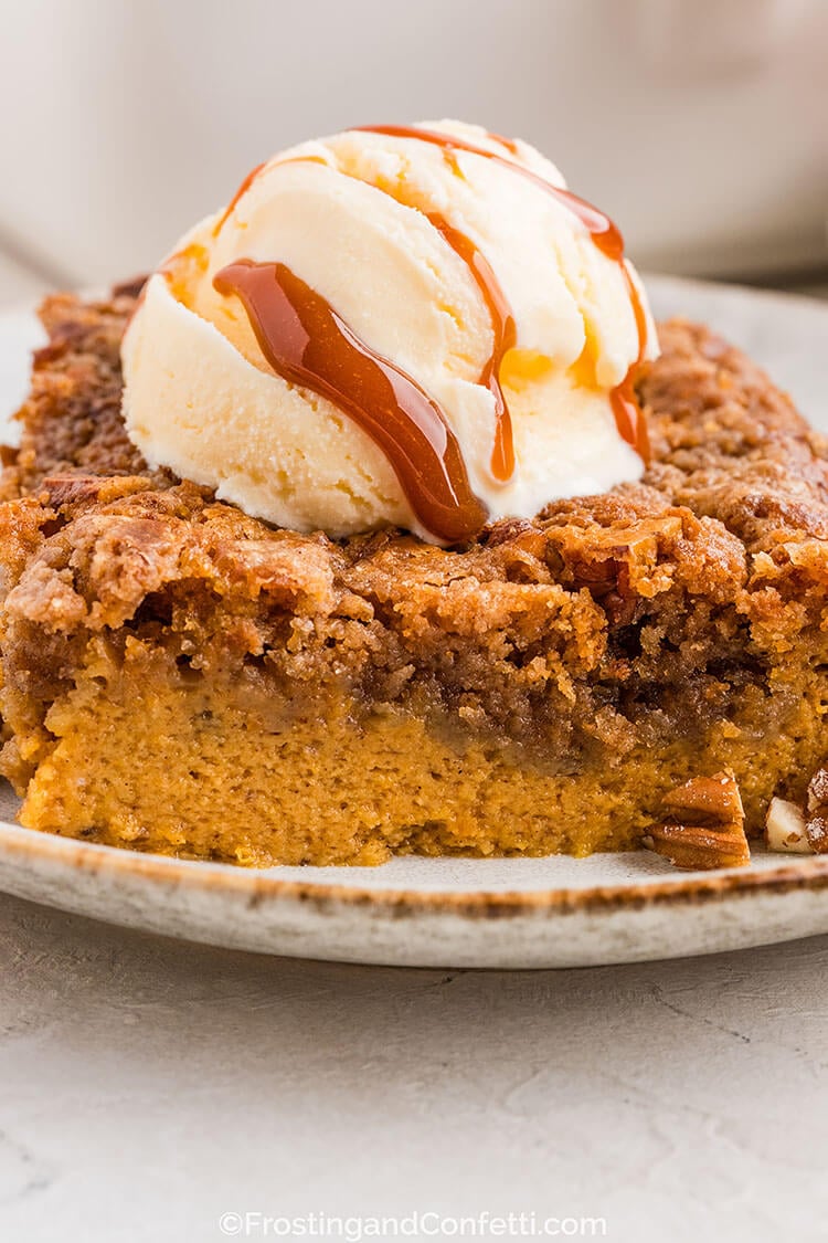 Pumpkin Dump Cake with Ice Cream